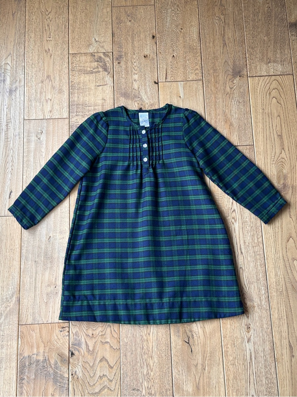 Edgehill Collection Navy Blue and Green Plaid Pintuck Nightgown size 4T